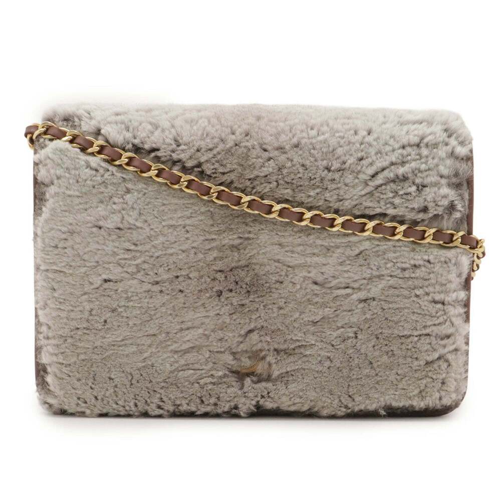 CHANEL Gray Leather Logo Pochette Wallet - Picture 2 of 10